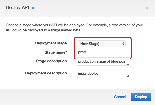 api gateway deploy stage