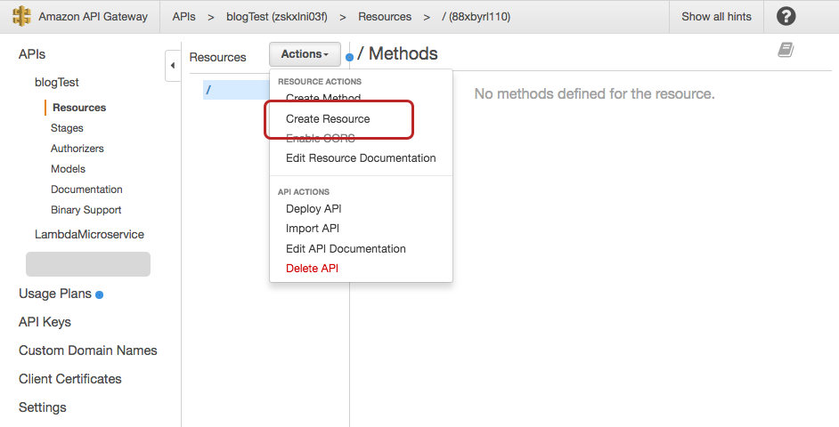 api gateway new resource