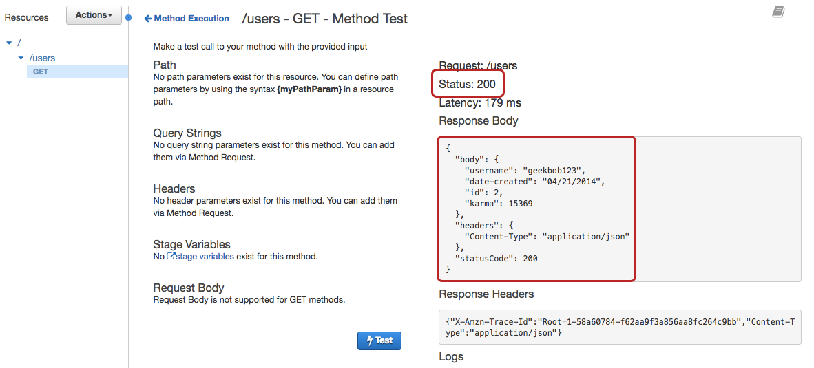 api gateway test results